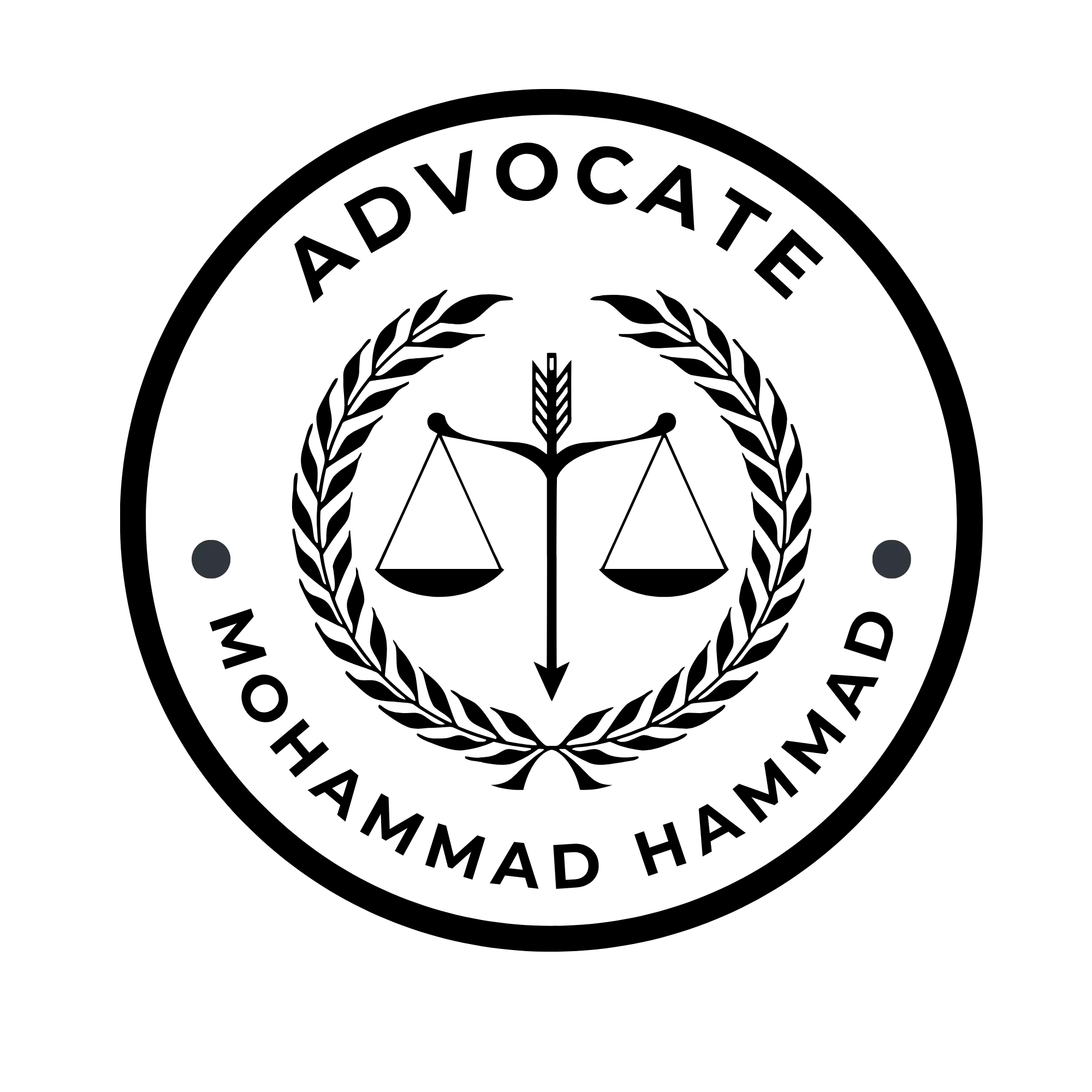 Advocate Mohammad Hammad logo — scales of justice emblem